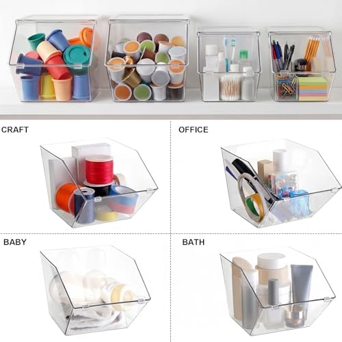Yerliker 4 Pcs Clear Stackable Storage Bins with Lids, Large+extra Large - Image 4