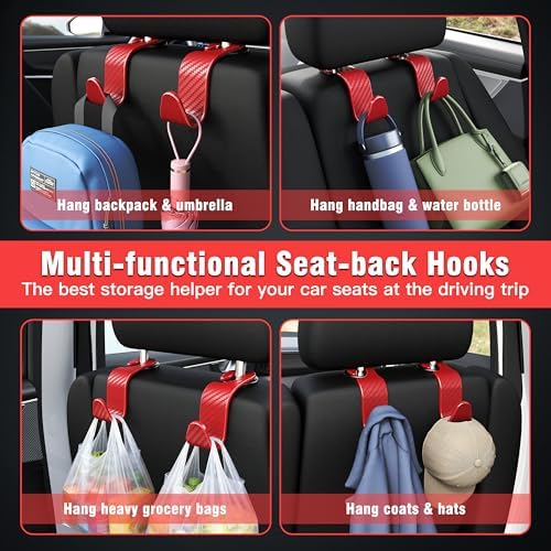 4-Pack Car Headrest Hooks Holds 55lbs Seat Storage Organizer for Bags - Image 4