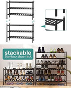viewcare 3-Tier Long Black Shoe Rack, Bamboo Wood Shoe Rack for Closet, Entryway & Hallway, Stackable | Functional | Sturdy - Image 6