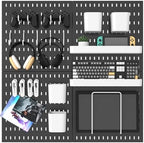 MULSAME Pegboard Combination Kit, 25.2" x 25.2" Wall Mounted Storage Set with 4 Pegboards & 20 Accessories Hanging, Peg Boards Organizer by MULSAME