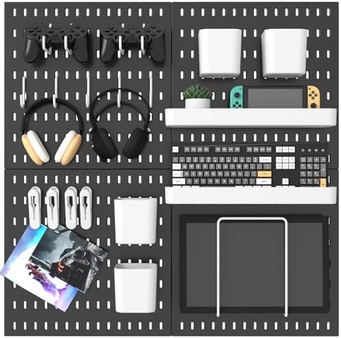MULSAME Pegboard Combination Kit, 25.2" x 25.2" Wall Mounted Storage Set with 4 Pegboards & 20 Accessories Hanging, Peg Boards Organizer by MULSAME