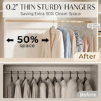 SMARTOR Plastic Hangers 200 Pack - Thin Hangers for Space Saving - Gray | Heavy Duty for 11 LBS, 360 Swivel Hooks, Non Slip Notches for Camisole, 0.2" Thin for Small Closet, Durable and Flexible - Image 3