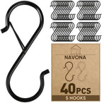 40 Pcs S Hooks for Hanging Heavy Duty, Metal S Hook with Safety Buckle by Welcometobuy%EF%BC%81
