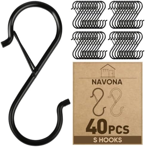 40 Pcs S Hooks for Hanging Heavy Duty, Metal S Hook with Safety Buckle by Welcometobuy%EF%BC%81