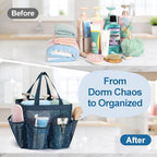 Mesh Shower Caddy Portable - 8 Pockets, S-Hook, Shower Bag for Dorm Camping - Image 4