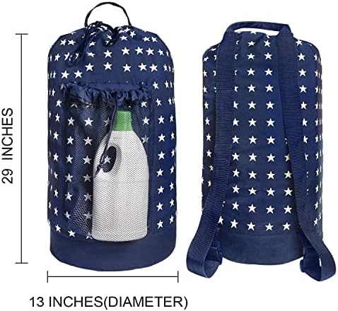 Dalykate Backpack Laundry Bag, Laundry Backpack with Shoulder Straps and Mesh Pocket Durable Nylon Clothes Hamper Bag with Drawstring Closure for College, Travel, Laundromat, Apartment - Image 2