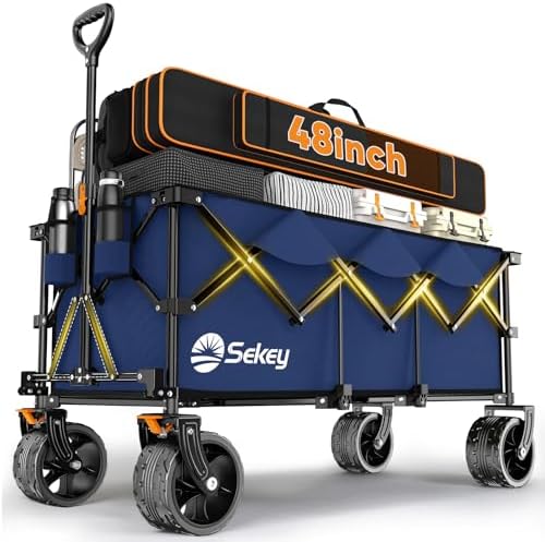Sekey 300L Extended Collapsible Wagon, 660 lb Capacity, 48 in Long by Sekey