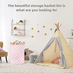 Large Foldable Laundry Basket Organizer Holder portable tall collapsible laundry hamper nusery Storage Basket Bin with Handles (Waterproof Lining, Pink Racing Flag) - Image 3