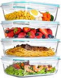 LOVYANXUE 4 Pack 52oz Large Glass Food Storage Containers with Lids, Meal Prep Containers with Airtight Lid for Storing, Baking, Serving, BPA-Free, Freezer, Microwave, Oven & Dishwasher Safe by LOVYANXUE