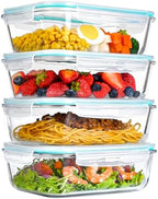 LOVYANXUE 4 Pack 52oz Large Glass Food Storage Containers with Lids, Meal Prep Containers with Airtight Lid for Storing, Baking, Serving, BPA-Free, Freezer, Microwave, Oven & Dishwasher Safe by LOVYANXUE