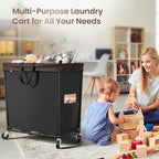 320L Laundry Basket with Wheels, 3-Section Rolling Hamper for Laundry, Extra Large Laundry Hamper with Wheels, Clothes Hamper Rolling Laundry Basket for Home, Bathrooms and Dorm(Black) - Image 5