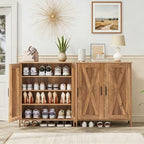 Homleke Farmhouse Shoe Cabinet with 2 Barn Doors & Wood Legs - Image 3