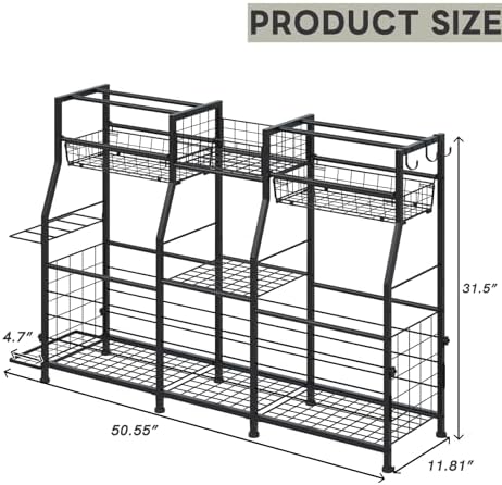 Ball Storage Rack with Bat Holder, Sports Equipment Organizer for Garage - Image 5