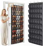 48 Pockets Over the Door Shoe Organizer, Large Mesh Hanging Shoe Rack, 6-Column Heavy Duty Shoe Storage for Sneakers and Heels, Behind Door Holder for Entryway Bedroom Dorm College, Black by ORDOVIBE