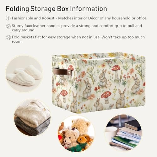 Easter Mushroom Bunny Rectangular Storage Basket Organizer Bin Shelf Baskets For Clothes Gifts For Home Office Dorm - Image 6