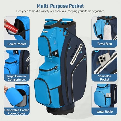 15 Way Golf Cart Bag with Organizer Top, Golf Club Cart Bag for Men - Image 3