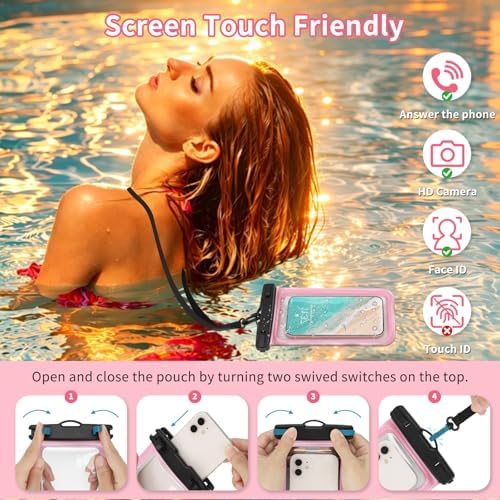 Mesh Shower Caddy Portable for College Dorm Room Essentials, Hanging Shower Caddy with Waterproof Phone Pouch, Large Capacity Shower Bag Basket Tote for Bathroom, Gym, Camping, Swimming, Beach, Pink - Image 6