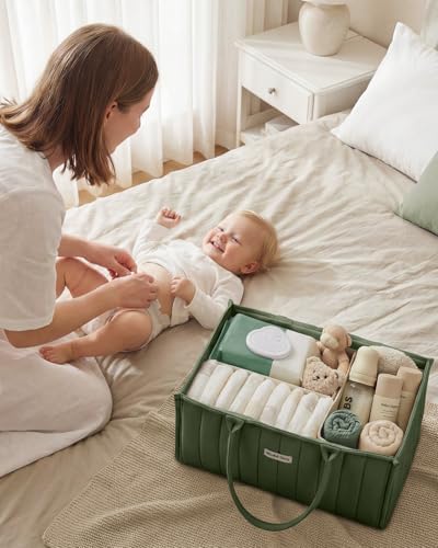 Blissful Diary Baby Diaper Caddy Organizer, Nursery Storage, Deep Green - Image 6