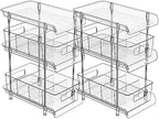 2Set 3 Tier Clear Bathroom Organizer with Dividers, Pull-Out Pantry Organization and Storage, Multi-Purpose Under Sink Organizers and Storage, Vanity Skincare Cosmetic Closet Organizer Medicine Bins by XIANKE