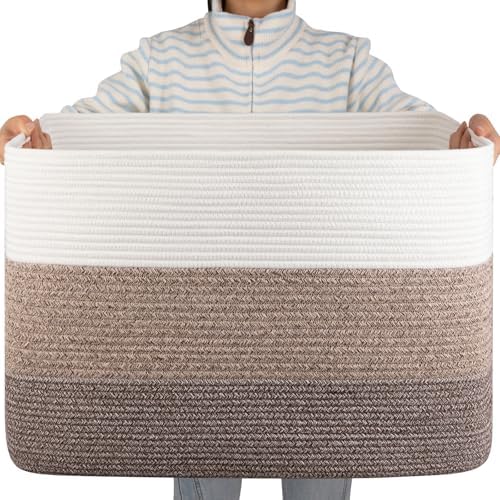 OIAHOMY Blanket Basket Laundry Basket Dog Toy Basket 108L Dark Brown by MasterofSpaceOptimization