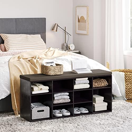 DINZI LVJ Shoe Storage Bench with Cushion, 40.9" Cubby Shoe Rack, 12-Cubby - Image 2