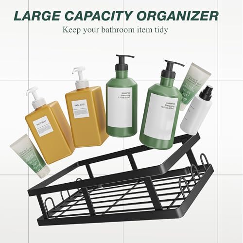 Youvip Shower Caddy, Black, Adhesive No Drill Bathroom Organizer - Image 5