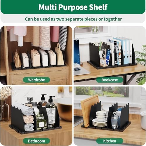 SPACEKEEPER Shelf Divider for Closet,2 Pcs Adjustable Purse Organizer,Black - Image 3