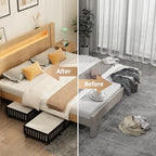 2 Pack Large Bamboo Under Bed Storage Containers with Wheels, Black | Underbed Drawer Storage with Bag, Wood Rolling Underbed Organizer for Shoes, Sheets Clothes Blanket Comforter, Under Crib Toy - Image 5