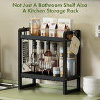 AmazerBath Bamboo Over The Toilet Storage Shelf - 2-Tier Bathroom Organizers and Storage Shelves, 2 in 1 Dual Stable Above Over Toilet Bathrooms Shelf Home Storages Rack for Small Bathroom, Black - Image 5