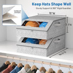 AOODA 2 PCS Sturdy Hat Storage for Baseball Caps, Holds up to 48 Caps Clear Hat Organizer for Closet, Bedroom, Wide Hat Box with Cardboard (Grey) - Image 2