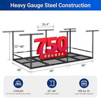 FLEXIMOUNTS 4x8ft Overhead Garage Storage Rack with Safety Rails, Black - Image 2