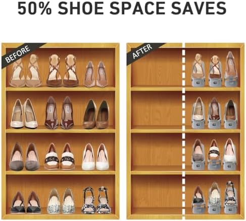 NVGSN Shoe Slots Organizer 20Pack,Shoe Stacker,Closet Space Saver 50%,Grey | 4 Levels Adjustable shoe Organizer for Closet,shoe Storage Holder,Thickening Double Layer stacking,shoe dividers for shelves - Image 2