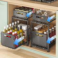 Under Sink Organizer, 2-Tier Multi-Use Kitchen and Bathroom Organizers and Storage, Slide Out Thickened Metal Under The Sink Organizer for Kitchen Bathroom Pantry (Style A Black, 2 Pack) by Unknown