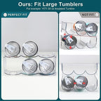 LARGER Compartment - Stackable Water Bottle Organizer Holder - for Stanley & Others' Large Tumbler - Clear Wine Rack, Cup Bottle Holder for Cabinet Home Countertop Fridge Pantry Shelf, 2 Tier Hold 6 - Image 2