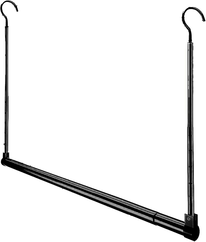 Adjustable Hanging Closet Rod, Extender Hanging Rod, Closet Hanging Organizer, Heavy Duty Closet Bar, Hanging Rod (Black, 1 Pack) by Yeetburg