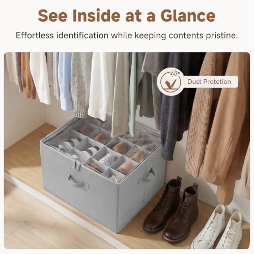 StorageWorks 2-Pack 32-Pair Shoes Organizer with Adjustable Dividers, Grey - Image 6