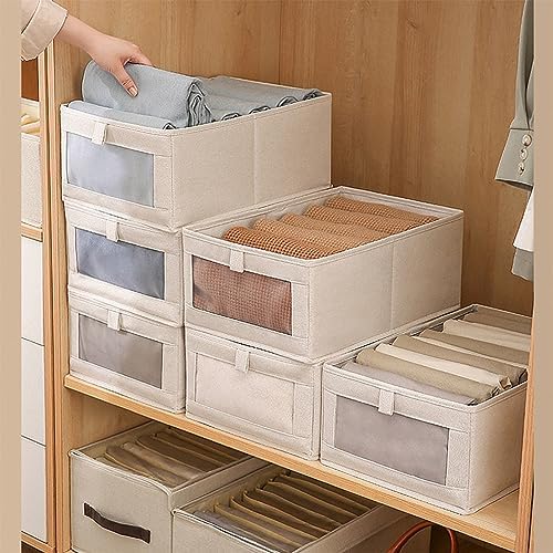 Linen Closet Organizers And Storage, 6 Pack Closet Storage Bins Linen Closet Baskets for Closet Organization Foldable Closet Organizer Bins with Clear Window For Organizing Clothing, Jeans, Shelves - Image 7