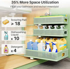Kitstorack Under Sink Organizer, 1-Pack 3-Tier Height Adjustable Thickened Metal Pull out Cabinet Organizer Shelf, Slide out Storage Drawer Rack for Bathroom Kitchen Pantry Home Organization, Green - Image 4