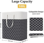 StorageRight Laundry Basket Hamper, 100L Clothes Storage, Clover Black - Image 2