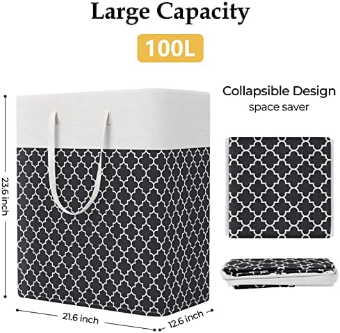 StorageRight Laundry Basket Hamper, 100L Clothes Storage, Clover Black - Image 2