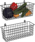 MaraFansie [Extra Large] Wire Basket 2-Pack Hanging Wall Organizer Cabinet Storage Basket Wall Mounted Shelves Rustic Farmhouse Decor for Home Kitchen Bathroom, BLACK by MakeStorageMoreFun