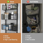 VyGrow Over The Door Organizer, Metal Door Organizer Hanging with 5 Adjustable Baskets and Coat Hook, Behind The Door Storage for Bedroom Closet Bathroom Pantry Cabinet Kitchen, Black - Image 6
