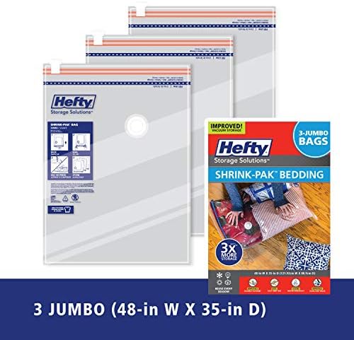 Shrink-Pak Space Bags Vacuum Storage Bags for Bedding Jumbo Compression 54 Pack Clear for Comforters Blankets (3 Jumbo/Bedding Solo) - Image 3