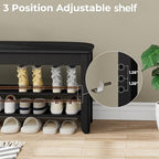Homleke 39.4" Wide Solid Wood Shoe Rack Bench with Flip-Top Storage - Image 6