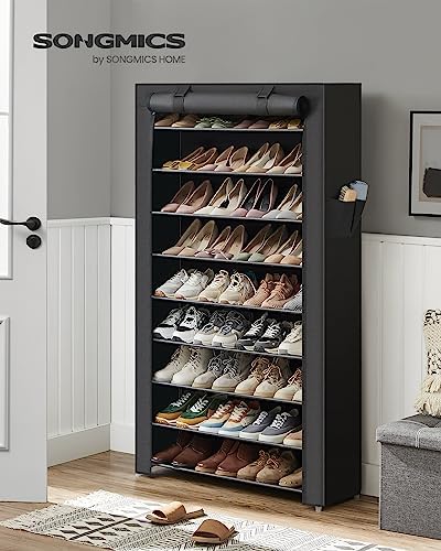 SONGMICS 10-Tier Shoe Rack with Cover, Shoe Storage Cabinet for 40-50 Pairs - Image 2