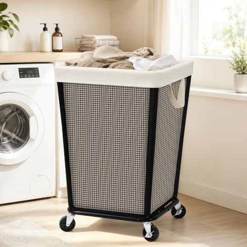 STO STO 160L Rolling Laundry Hamper with Wheels, Laundry Basket, Beige - Image 2