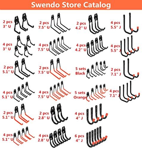 Storage Double Hooks Garage Space Saver Organizer Utility Hanger,Rack Extended Wall Mount Tool Heavy Duty Steel Holder with Anti-Slip Coating, 4 Pack 5.1" Garage Hook - Image 7