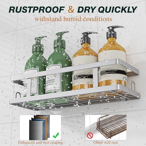 Youvip Adhesive Shower Caddy, Silver, 3 Pack - Image 5