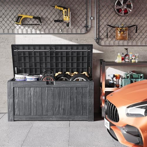 Greesum Outdoor Storage Box 120 Gallon Storage Bin with Lid for Patio Furniture, Garden Tools, Pool Supplies, Lockable, Waterproof and UV Resistant, Gray - Image 5