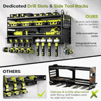 Large Power Tool Organizer Wall Mount with Charging Station, 6-Shelf Heavy Duty Metal Tool Storage Rack, Cordless Drill Holder Slots, Screwdriver Racks & Hook Bar for Garage Workshop - Image 6